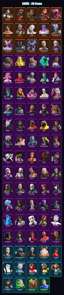 [PS4/PS5/XBOX/PC] | Midas Rex | Blaze | Joey | The Imagined | Mecha Cuddle Master | 89 skin | 100 pickaxe | 75 emote | 81 glider | Lv1126