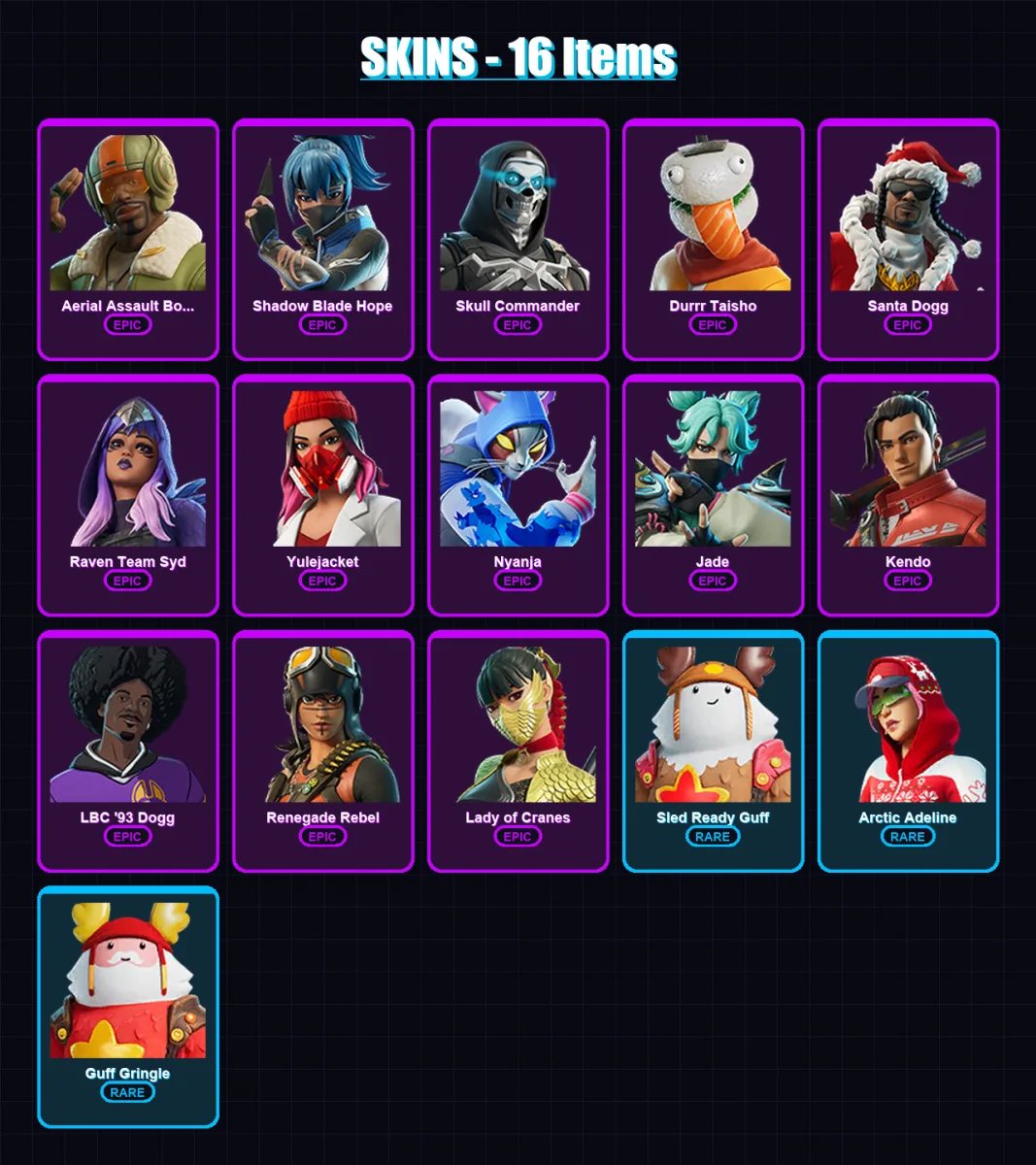 [PC/XBOX/PSN] | Aerial Assault Bomber | Shadow Blade Hope | Skull Commander | 16 skin | Lv139 — Fortnite account