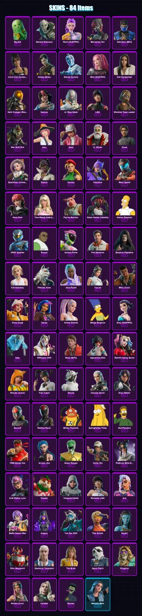 [PC/XBOX/PSN] | Big Dill | General Grievous | Rumi (HUNTR/X) | Mercenary Kor | Sub-Zero (MK3) | 84 skin | 110 pickaxe | 69 emote | 63 glider | Lv113