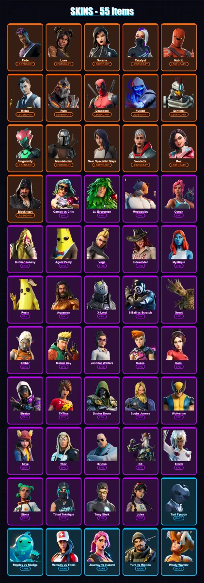 [PC/XBOX/PSN] | Fade | Luxe | Sorana | Catalyst | Hybrid | 55 skin | 61 pickaxe | 53 emote | 57 glider | Lv834