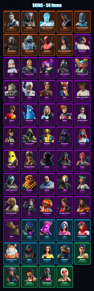 [PS4/PS5/XBOX/PC] | Midas | Predator | Frozen Love Ranger | Fade | Frozen Red Knight | 59 skin | 67 pickaxe | 52 emote | 53 glider | Lv788 — Fortnite account