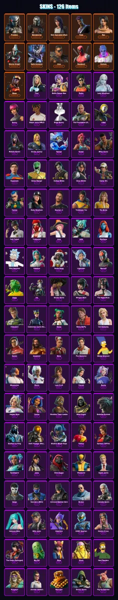 [PC/XBOX/PSN] | Predator | Mandalorian | Gear Specialist Maya | Fade | Raz | 126 skin | 165 pickaxe | 105 emote | 126 glider | Lv1818