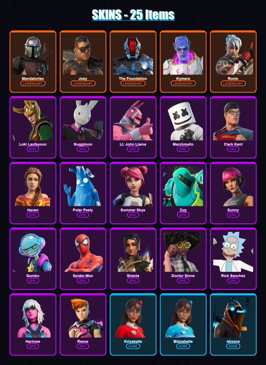 [PC/XBOX/PSN] | Mandalorian | Joey | The Foundation | Kymera | Ronin | 25 skin | 25 pickaxe | 21 emote | 26 glider | Lv358 — Fortnite account