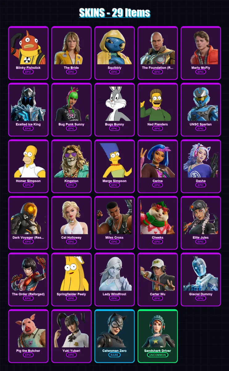 [PS4/PS5/XBOX/PC] | Blinky Fishstick | The Bride | Squibbly | 29 skin | Lv742