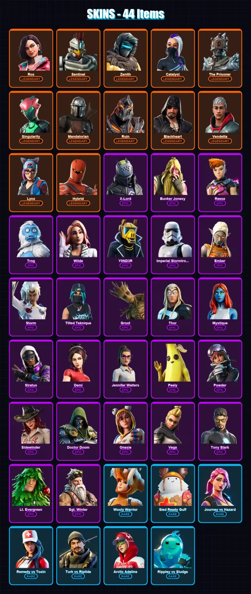 [PC/PSN] | Rox | Sentinel | Zenith | Catalyst | The Prisoner | 44 skin | 39 pickaxe | 41 emote | 40 glider | Lv437