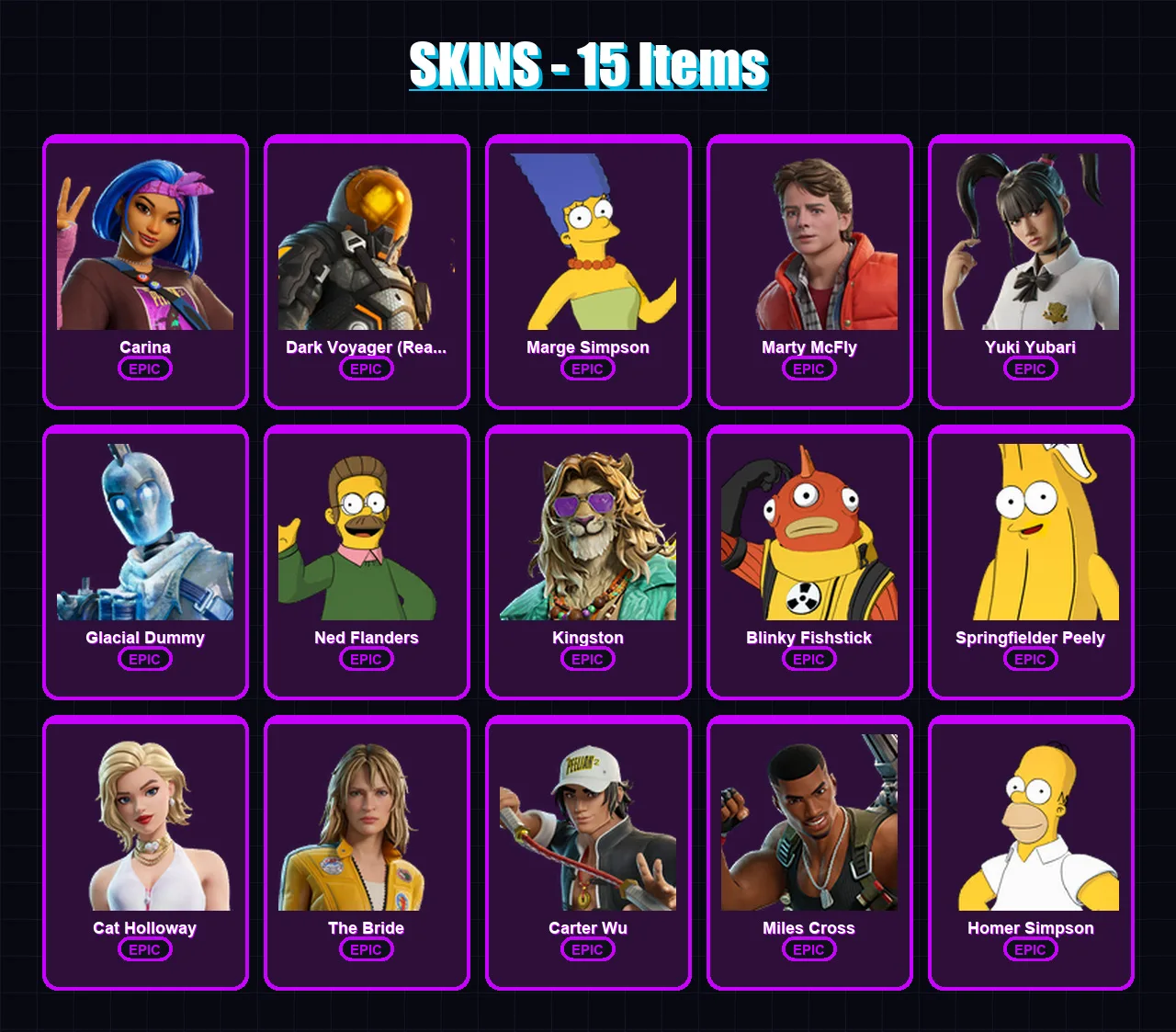 [PC/XBOX/PSN] | Carina | Dark Voyager (Reality Redacted) | Marge Simpson | 15 skin | Lv314