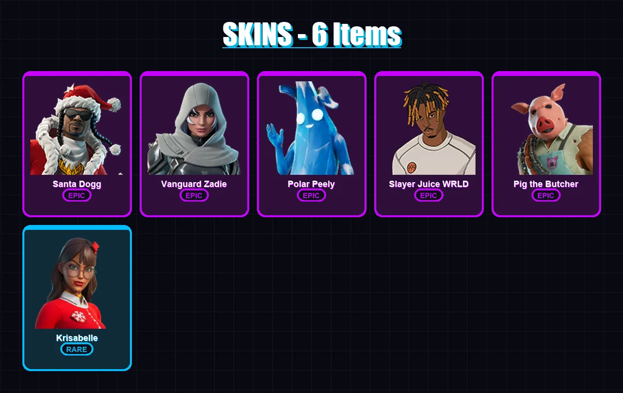 [PS4/PS5/XBOX/PC] | Santa Dogg | Vanguard Zadie | Polar Peely | 6 skin | Lv402