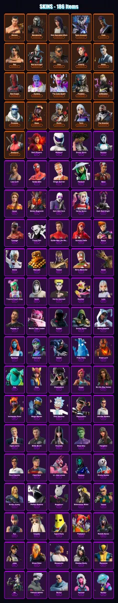[SWITCH/XBOX/PSN/PC] | Menace | Mandalorian | Gear Specialist Maya | Spire Assassin | Fade | 186 skin | 120 pickaxe | 157 emote | 84 glider | Lv1549
