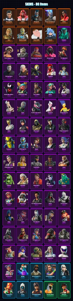 [PC/XBOX/PSN] | The Ageless | Valeria | Omegarok | Renzo the Destroyer | Joltara | 80 skin | 121 pickaxe | 94 emote | 85 glider | Lv1075