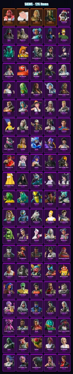 [SWITCH/XBOX/PSN/PC] | Valeria | Peter Griffin | Zeus | Hades | Santa Dogg | 126 skin | 167 pickaxe | 152 emote | 119 glider | Lv3328 — Fortnite account