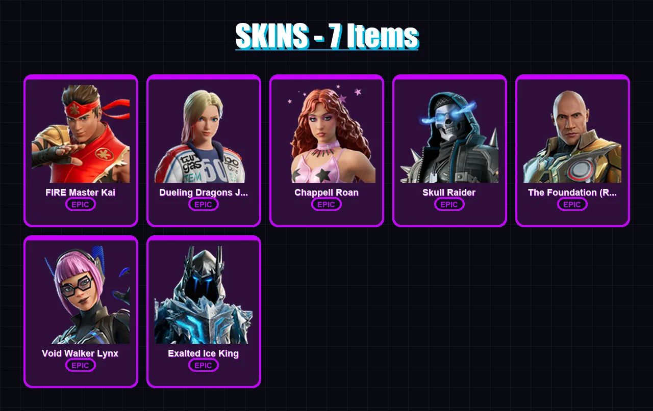[PC/PSN] | FIRE Master Kai | Dueling Dragons Jackie | Chappell Roan | 7 skin | Lv6
