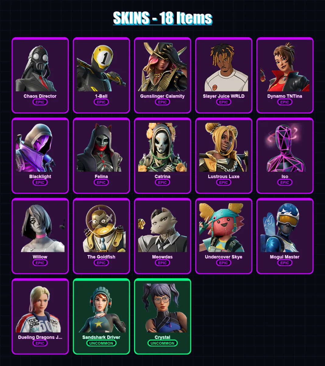 [PC/XBOX/PSN] | Chaos Director | 1-Ball | Gunslinger Calamity | 18 skin | Lv286