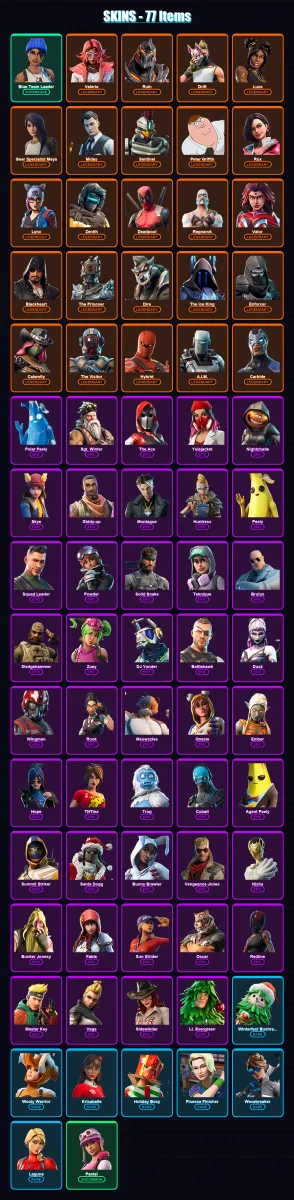 [PS4/PS5/PC] | Blue Team Leader | Valeria | Ruin | Drift | Luxe | 77 skin | 82 pickaxe | 90 emote | 83 glider | Lv1239