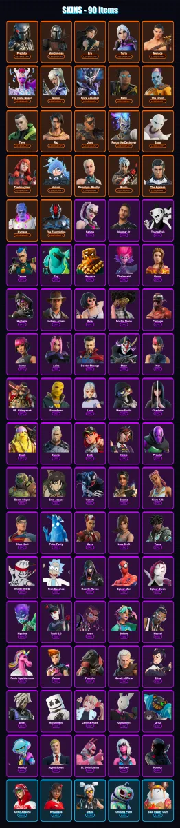 [PC/PSN] | Predator | Mandalorian | Era | Torin | Menace | 90 skin | 107 pickaxe | 70 emote | 98 glider | Lv1345