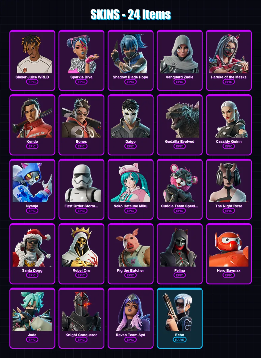 [PC/XBOX] | Slayer Juice WRLD | Sparkle Diva | Shadow Blade Hope | 24 skin | Lv464 — Fortnite account