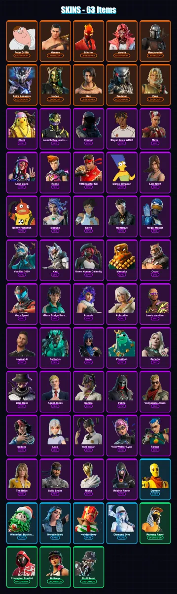 [PC/XBOX/PSN] | Peter Griffin | Menace | Inferno | Valeria | Mandalorian | 63 skin | 75 pickaxe | 54 emote | 44 glider | Lv815 — Fortnite account