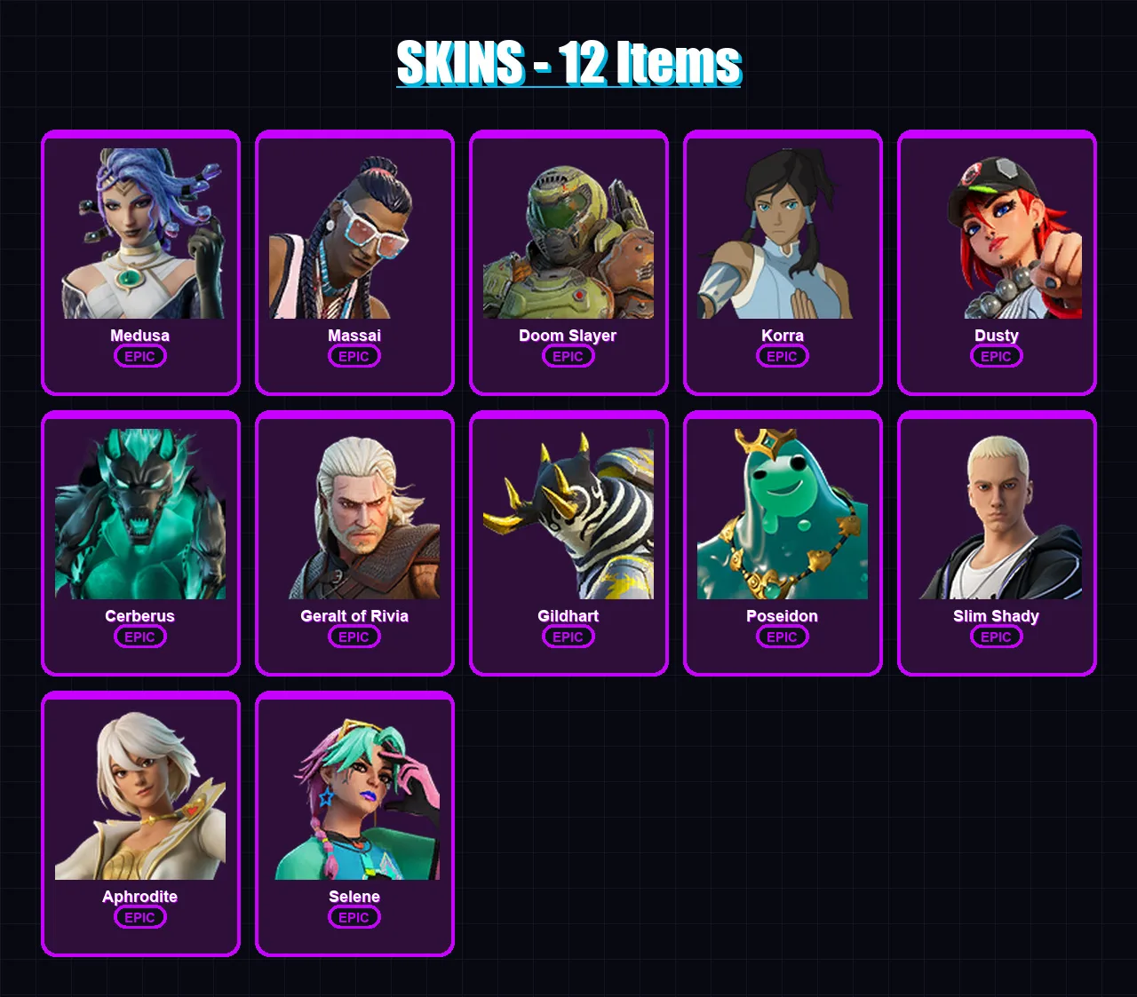 [PC/PSN] | Medusa | Massai | Doom Slayer | Korra | Dusty | 12 skin | 25 pickaxe | 15 emote | 20 glider | Lv164 — Game account