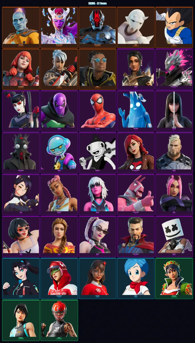 [SWITCH/XBOX/PSN/PC] | The Origin | The Cube Queen | The Foundation | Snap | Vegeta | 37 skin | 46 pickaxe | 26 emote | 35 glider | Lv453