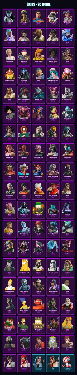 [PC] | Sakara | Renegade Rebel | Superman | Santa Dogg | Sparkle Diva | 95 skin | 102 pickaxe | 64 emote | 46 glider | Lv369