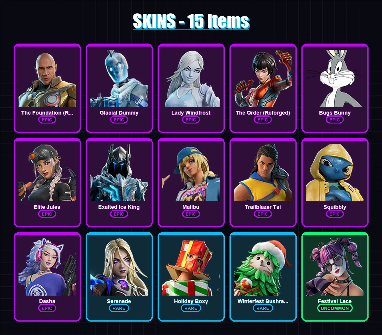 [PC/XBOX/PSN] | The Foundation (Reforged) | Glacial Dummy | Lady Windfrost | 15 skin | Lv530