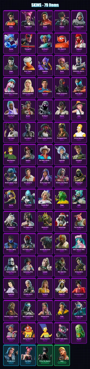[PC/PSN] | Robin | Power Punk | Kendo | Kwame | Vanguard Zadie | 79 skin | 107 pickaxe | 81 emote | 62 glider | Lv1086 — Fortnite account