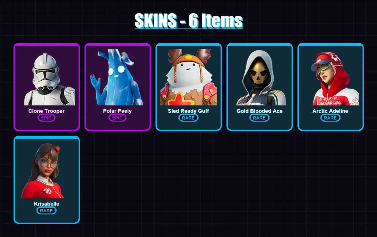 [PS4/PS5/XBOX/PC] | Clone Trooper | Polar Peely | Sled Ready Guff | 6 skin | Lv339
