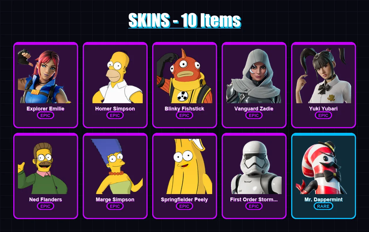 [PC/XBOX/PSN] | Explorer Emilie | Homer Simpson | Blinky Fishstick | 10 skin | Lv238