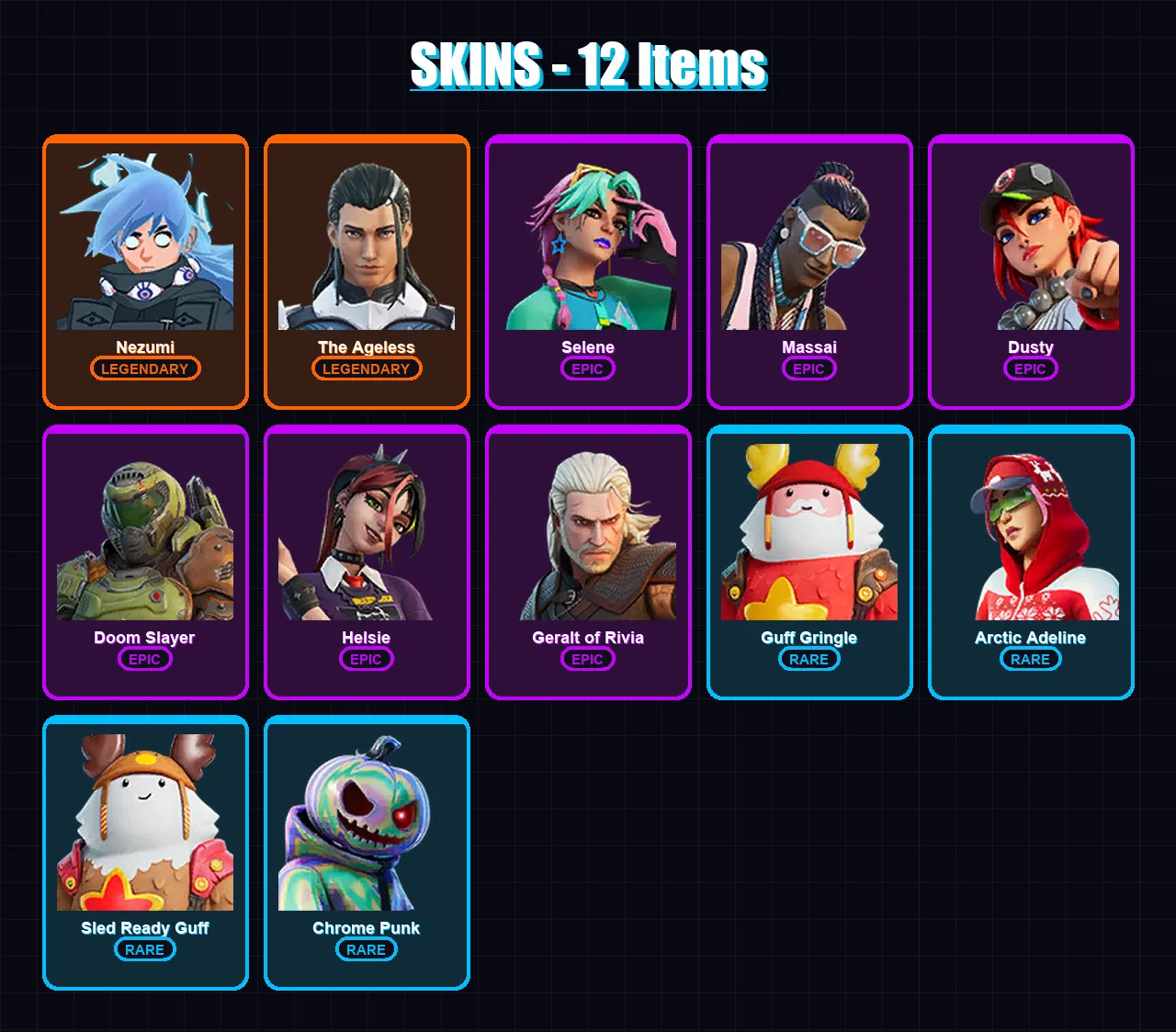 [PC/XBOX/PSN] | Nezumi | The Ageless | Selene | Massai | Dusty | 12 skin | 15 pickaxe | 14 emote | 18 glider | Lv275