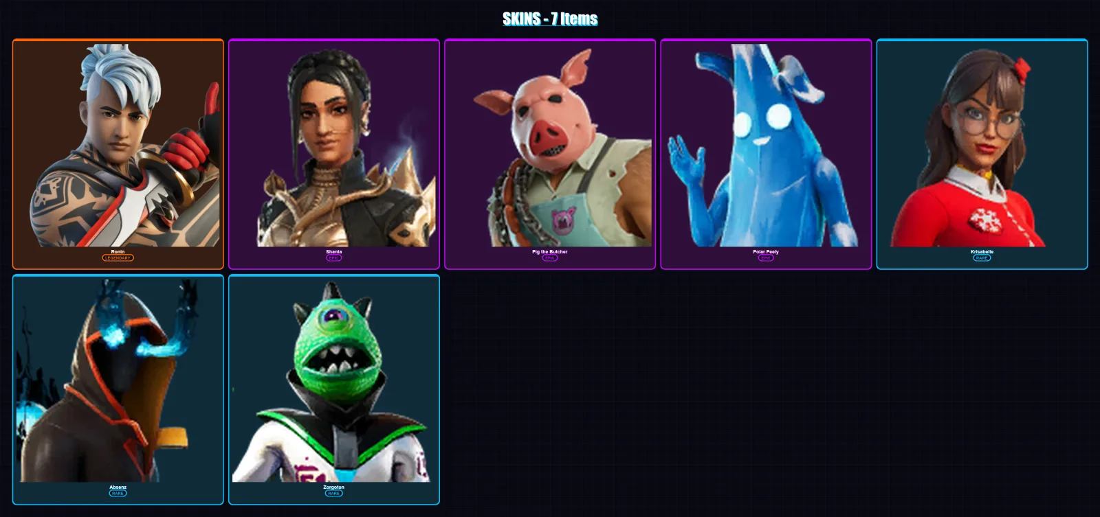 [SWITCH/PSN/PC] | Ronin | Shanta | Pig the Butcher | Polar Peely | Krisabelle | 7 skin | 25 pickaxe | 15 emote | 21 glider | Lv191