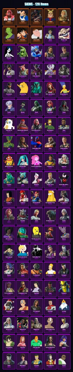 [PC/XBOX] | Valeria | Vegeta | Deadfire | All Might | Zeus | 120 skin | 173 pickaxe | 135 emote | 82 glider | Lv1020