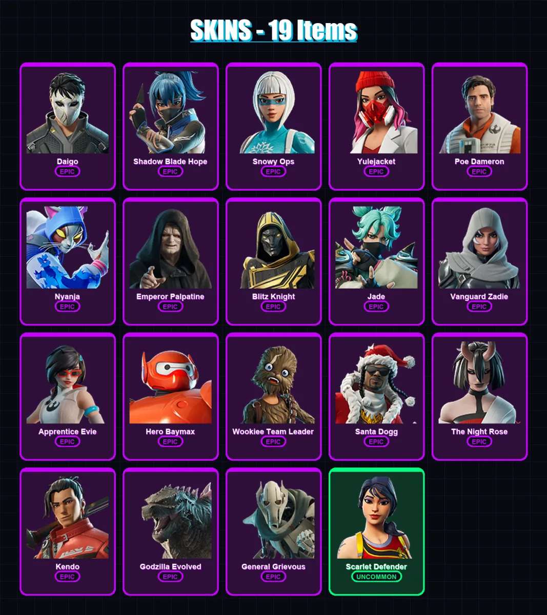 [SWITCH/XBOX/PSN/PC] | Daigo | Shadow Blade Hope | Snowy Ops | Yulejacket | Poe Dameron | 19 skin | 46 pickaxe | 25 emote | 31 glider | Lv481 — Fortnite account