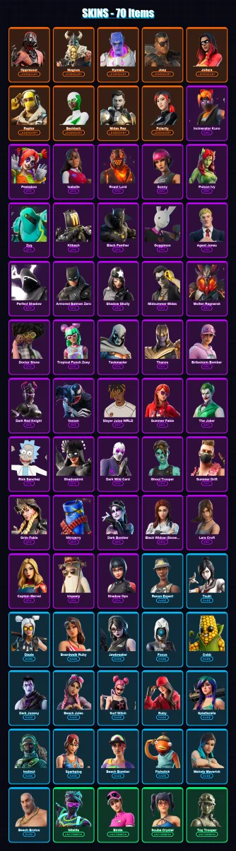 [PS4/PS5/PC] | Oppressor | Magnus | Kymera | Joey | Joltara | 70 skin | 52 pickaxe | 22 emote | 38 glider | Lv514