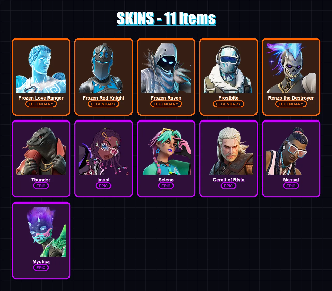 [PC/XBOX/PSN] | Frozen Love Ranger | Frozen Red Knight | Frozen Raven | 11 skin | Lv132