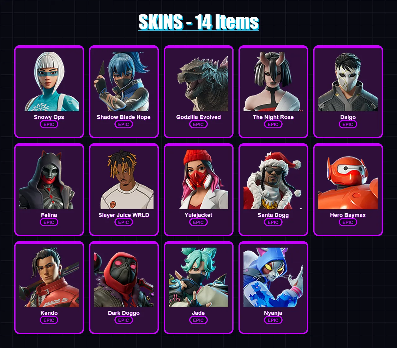 [PC/XBOX/PSN] | Snowy Ops | Shadow Blade Hope | Godzilla Evolved | The Night Rose | Daigo | 14 skin | 36 pickaxe | 16 emote | 25 glider | Lv477 — Fortnite account