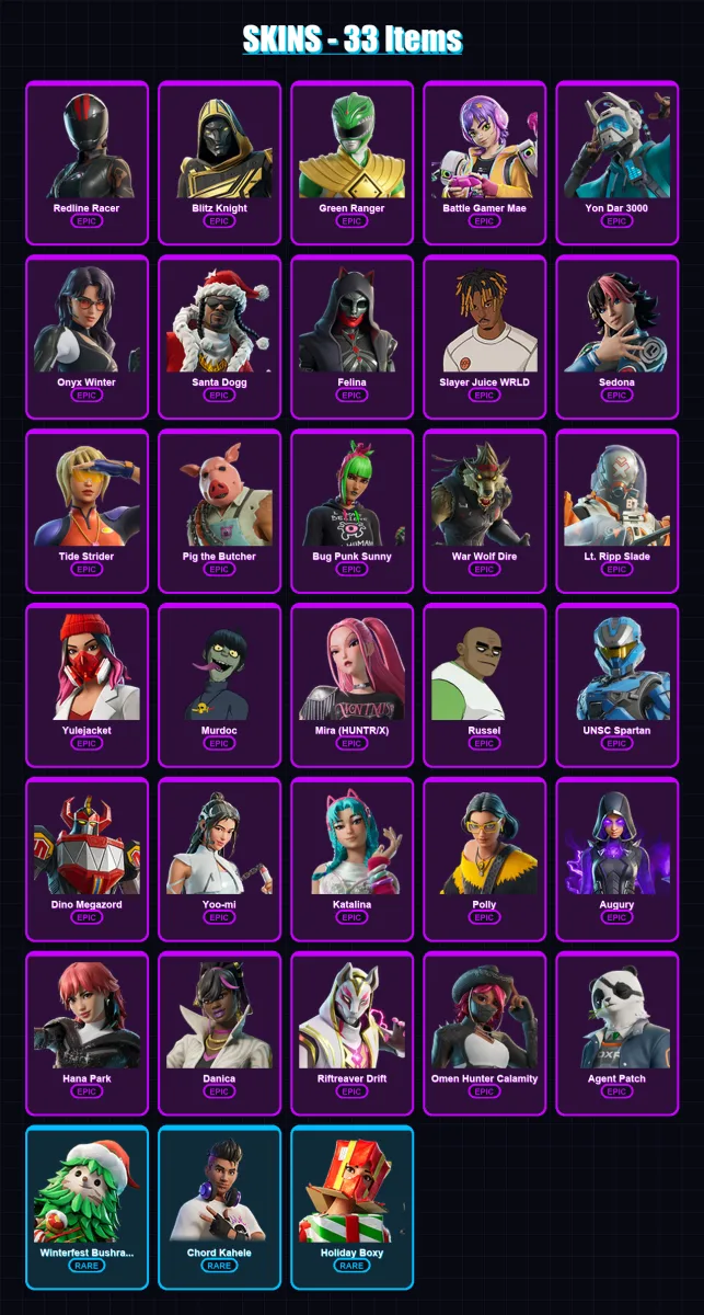 [PC/XBOX/PSN] | Redline Racer | Blitz Knight | Green Ranger | Battle Gamer Mae | Yon Dar 3000 | 33 skin | 84 pickaxe | 52 emote | 46 glider | Lv792 — Fortnite account