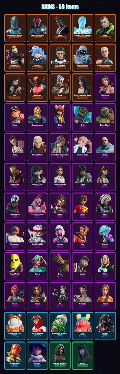 [PS4/PS5/XBOX/PC] | Frozen Red Knight | The Foundation | Fade | Frozen Love Ranger | Twyn | 59 skin | 57 pickaxe | 54 emote | 61 glider | Lv699 — Fortnite account