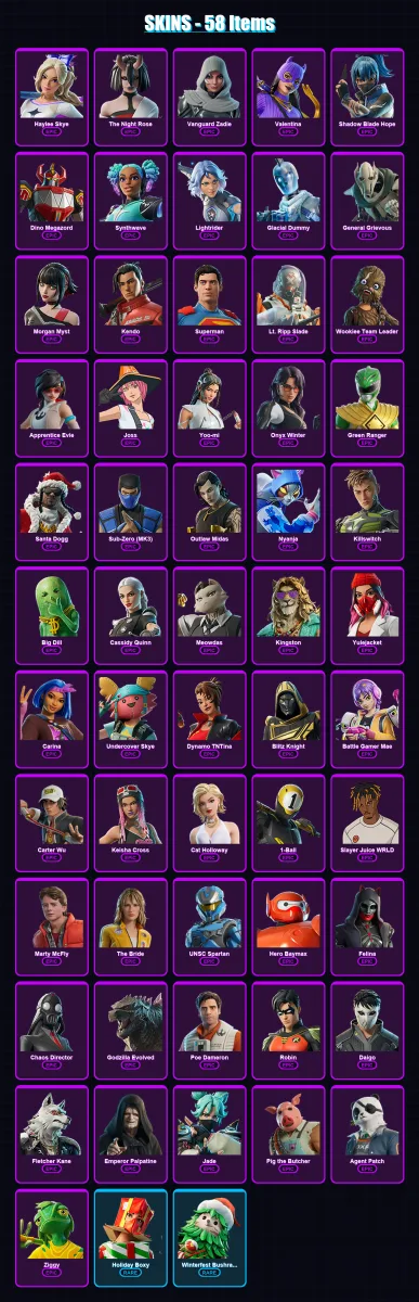 [SWITCH/XBOX/PSN/PC] | Haylee Skye | The Night Rose | Vanguard Zadie | 58 skin | Lv1303 — Fortnite account
