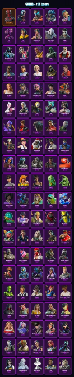[PC/XBOX/PSN] | Red Knight | Chaos Agent | Maxx Speed | Shadow Blade Hope | Malibu | 117 skin | 174 pickaxe | 81 emote | 86 glider | Lv1339