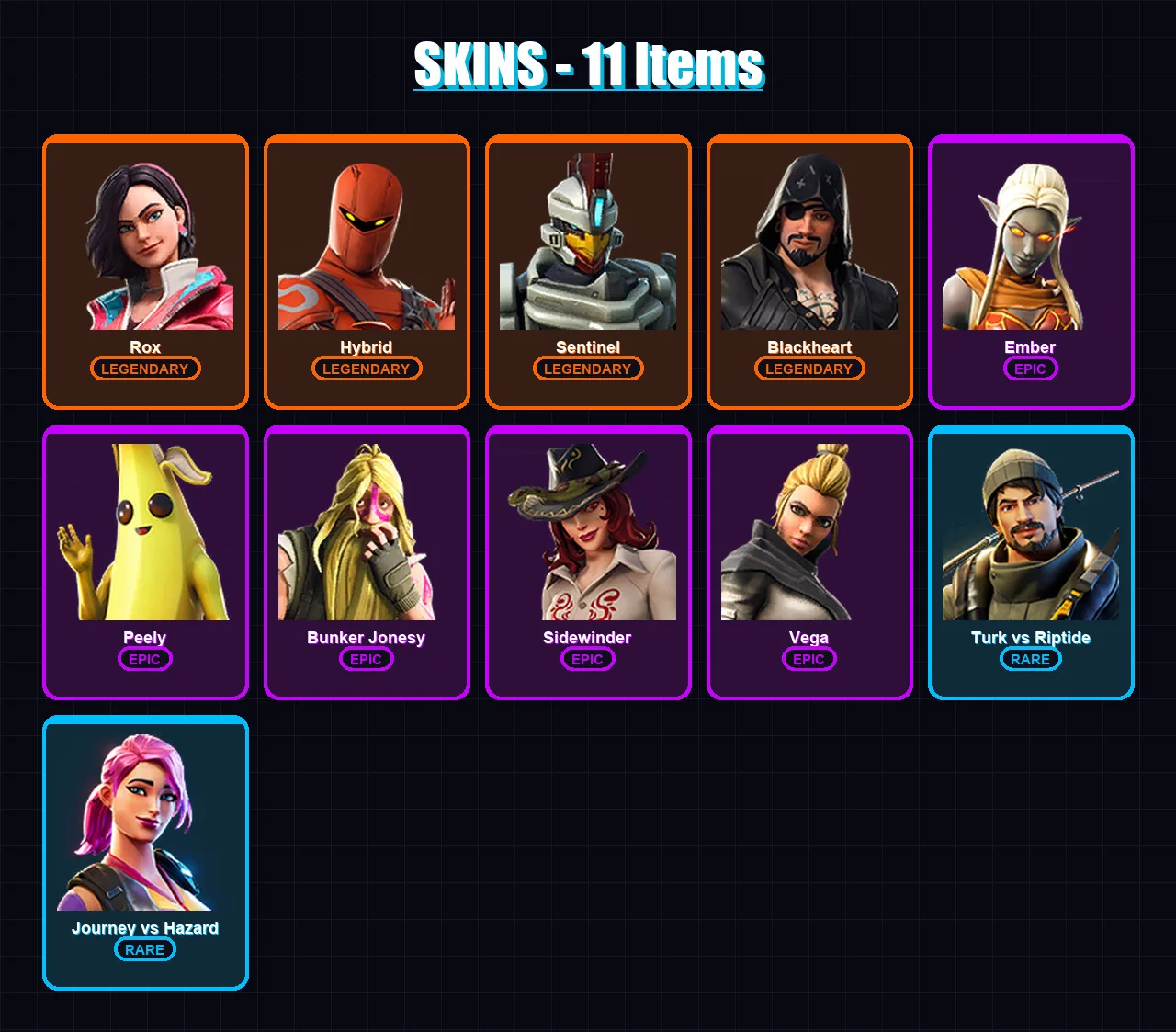 [PC/XBOX/PSN] | Rox | Hybrid | Sentinel | Blackheart | Ember | 11 skin | 10 pickaxe | 16 emote | 13 glider | Lv143