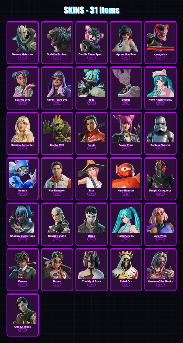 [PC/XBOX/PSN] | General Grievous | Godzilla Evolved | Cuddle Team Specialist | 31 skin | Lv171