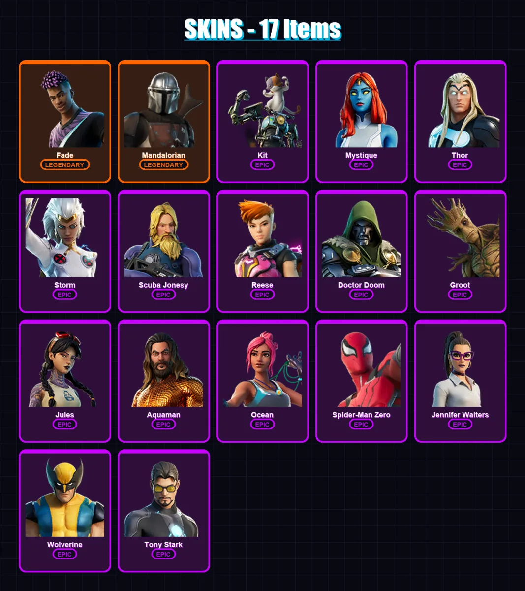 [PC/XBOX/PSN] | Fade | Mandalorian | Kit | Mystique | Thor | 17 skin | 22 pickaxe | 20 emote | 23 glider | Lv346 — Fortnite account