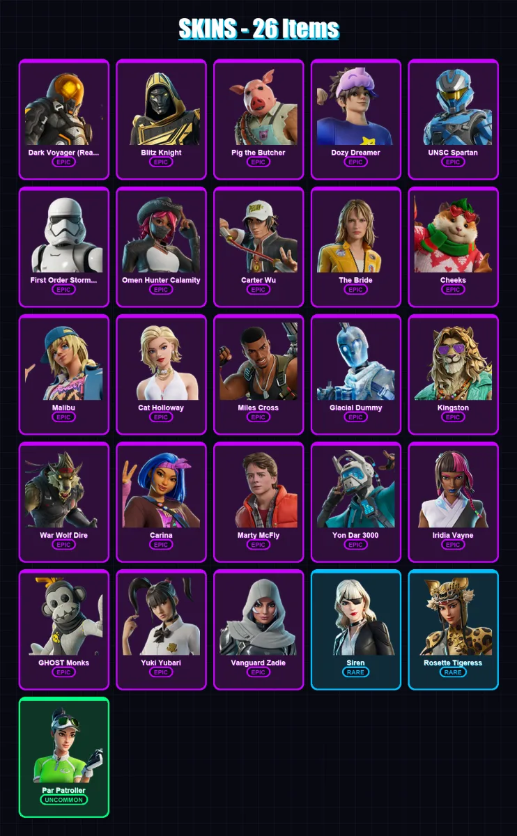 [PC/XBOX/PSN] | Dark Voyager (Reality Redacted) | Blitz Knight | Pig the Butcher | 26 skin | Lv1055