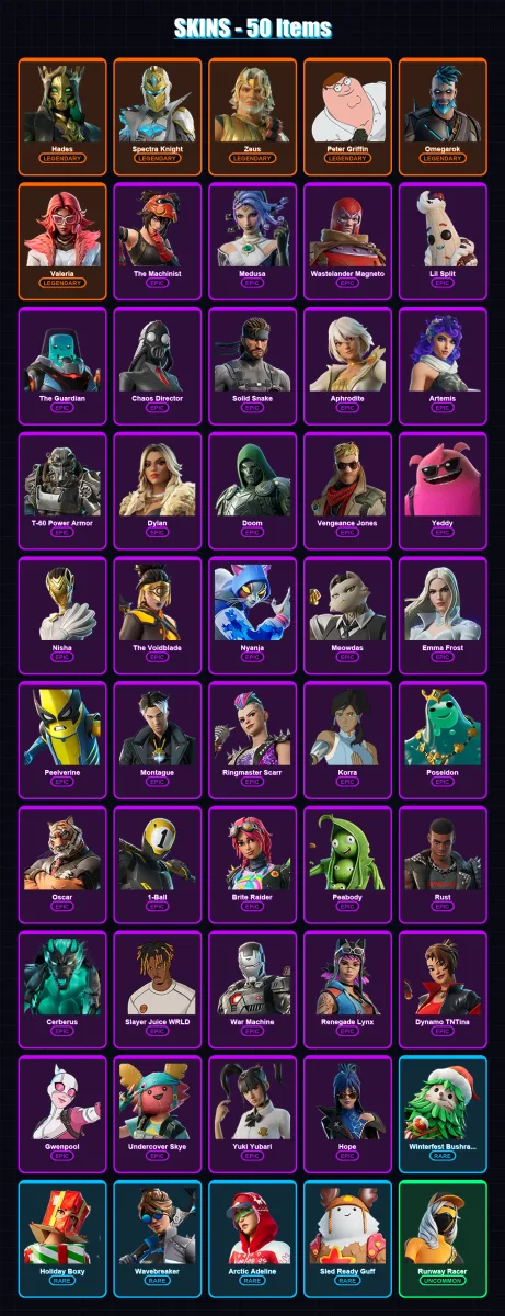 [PC/XBOX/PSN] | Hades | Spectra Knight | Zeus | Peter Griffin | Omegarok | 50 skin | 81 pickaxe | 52 emote | 78 glider | Lv846