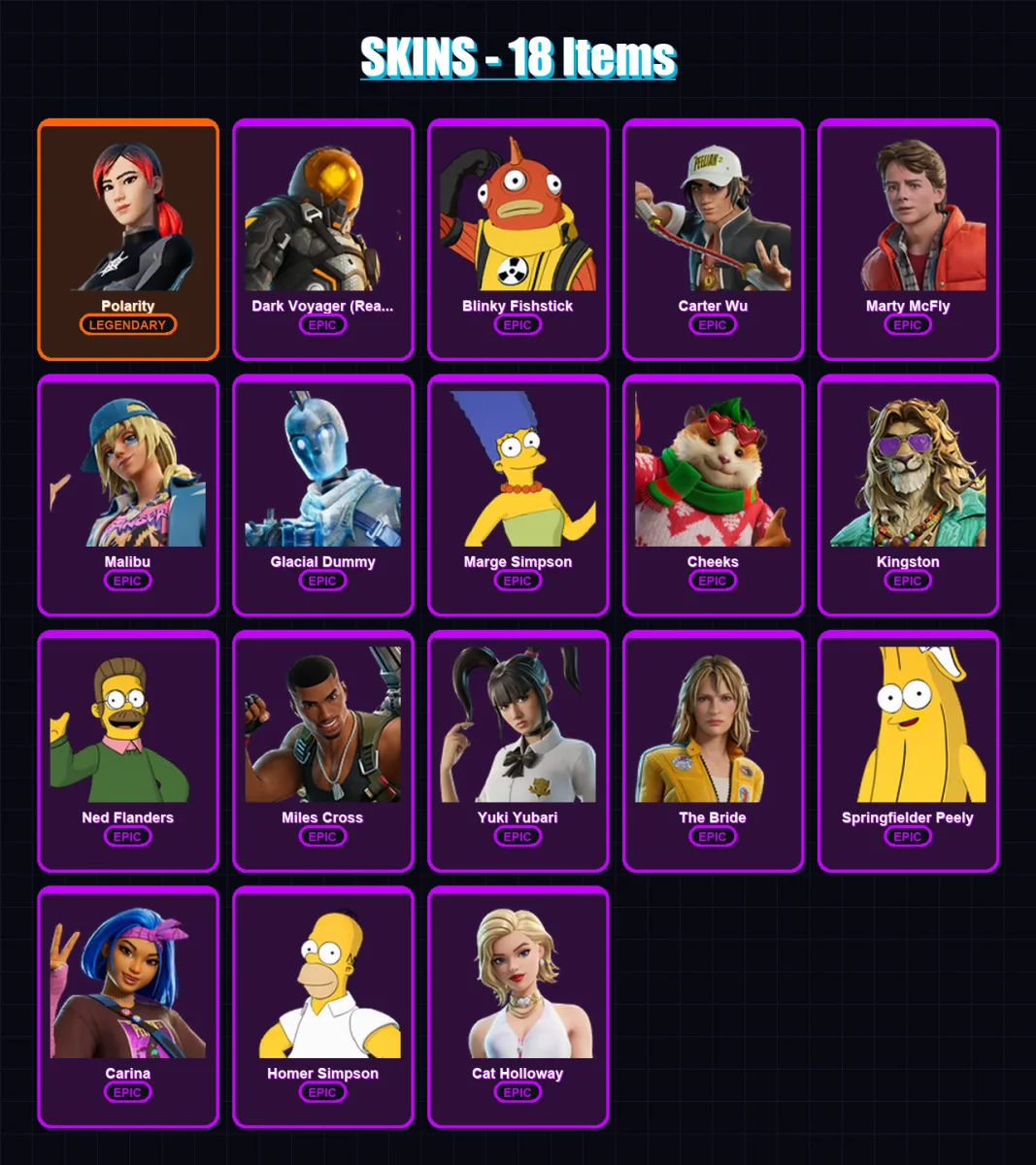 [PC/PSN] | Polarity | Dark Voyager (Reality Redacted) | Blinky Fishstick | 18 skin | Lv520 — Fortnite account