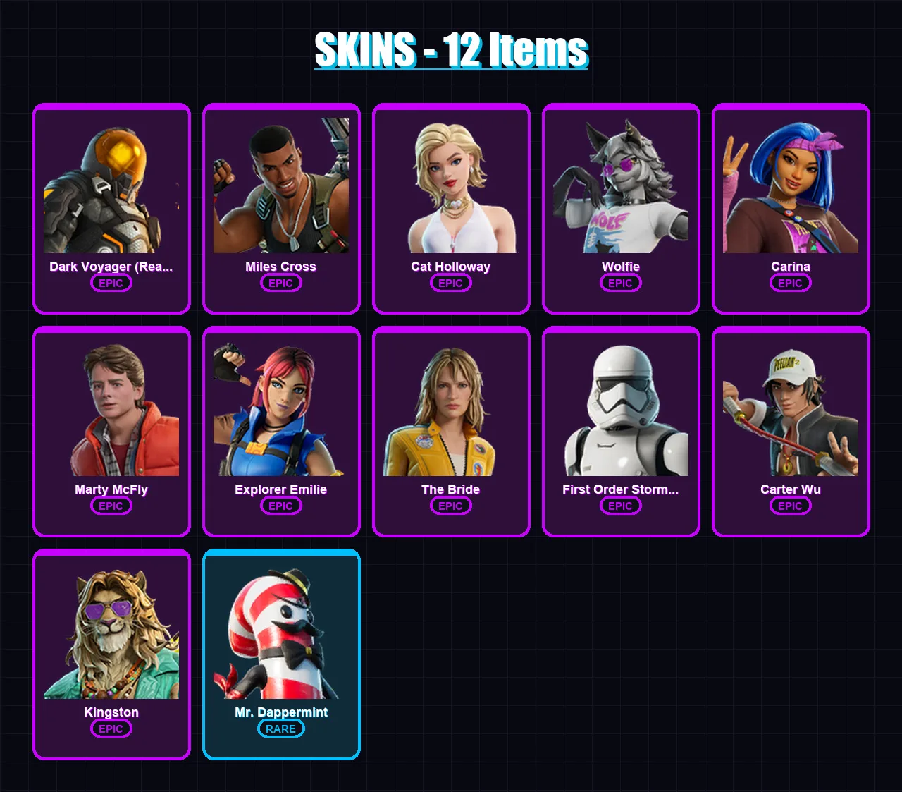 [PC/XBOX/PSN] | Dark Voyager (Reality Redacted) | Miles Cross | Cat Holloway | Wolfie | Carina | 12 skin | 25 pickaxe | 12 emote | 17 glider | Lv178