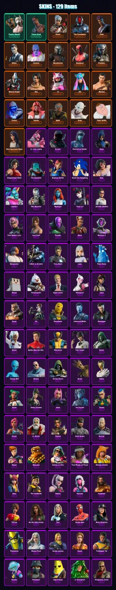 [PC/PSN] | Psycho Bandit | Travis Scott | Ronin | The Foundation | Fade | 129 skin | 135 pickaxe | 108 emote | 113 glider | Lv1904