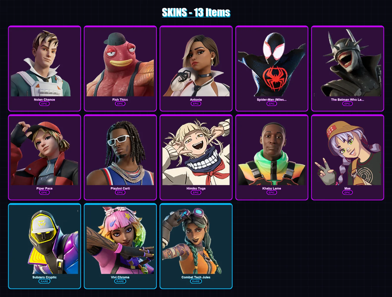 [PC/XBOX] | Nolan Chance | Fish Thicc | Antonia | 13 skin | Lv511