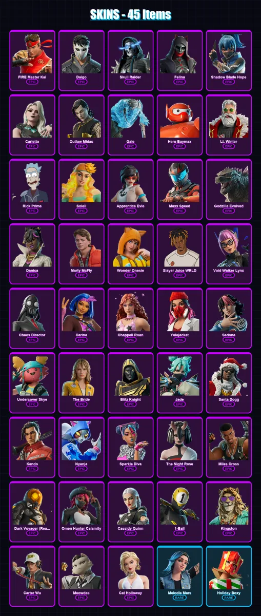 [PC/PSN] | FIRE Master Kai | Daigo | Skull Raider | Felina | Shadow Blade Hope | 45 skin | 68 pickaxe | 40 emote | 33 glider | Lv320