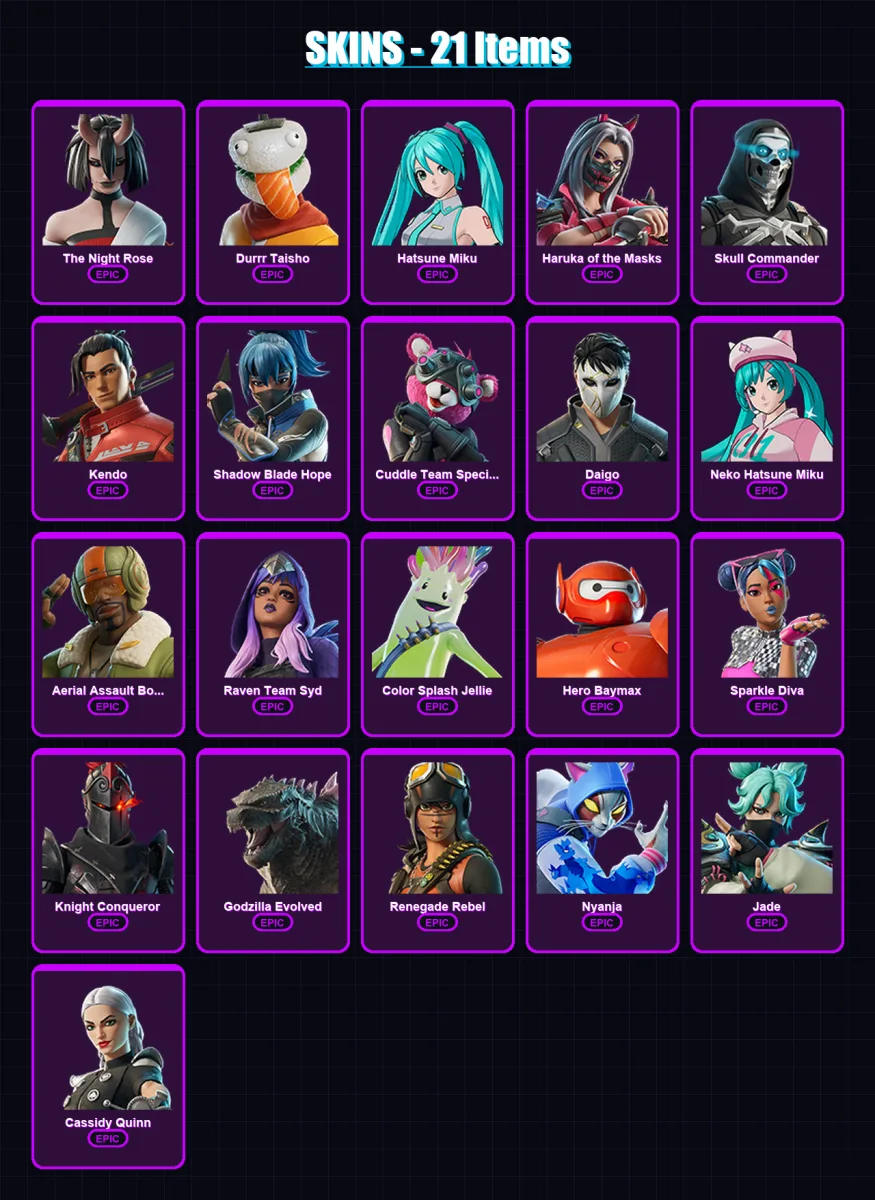 [PC/XBOX/PSN] | The Night Rose | Durrr Taisho | Hatsune Miku | 21 skin | Lv165