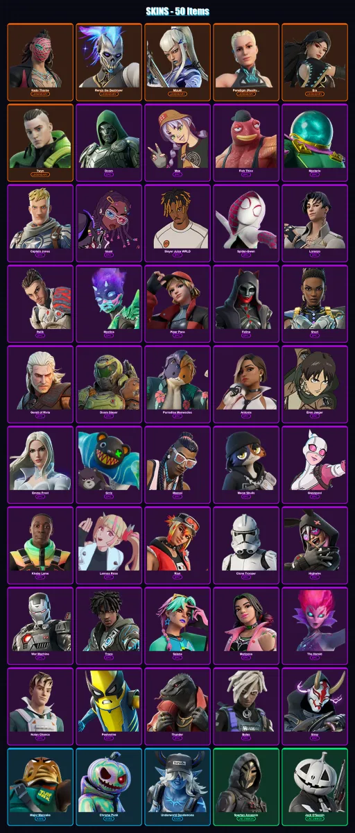 [PC/XBOX/PSN] | Kado Thorne | Renzo the Destroyer | Mizuki | Paradigm (Reality-659) | Era | 50 skin | 60 pickaxe | 57 emote | 56 glider | Lv704